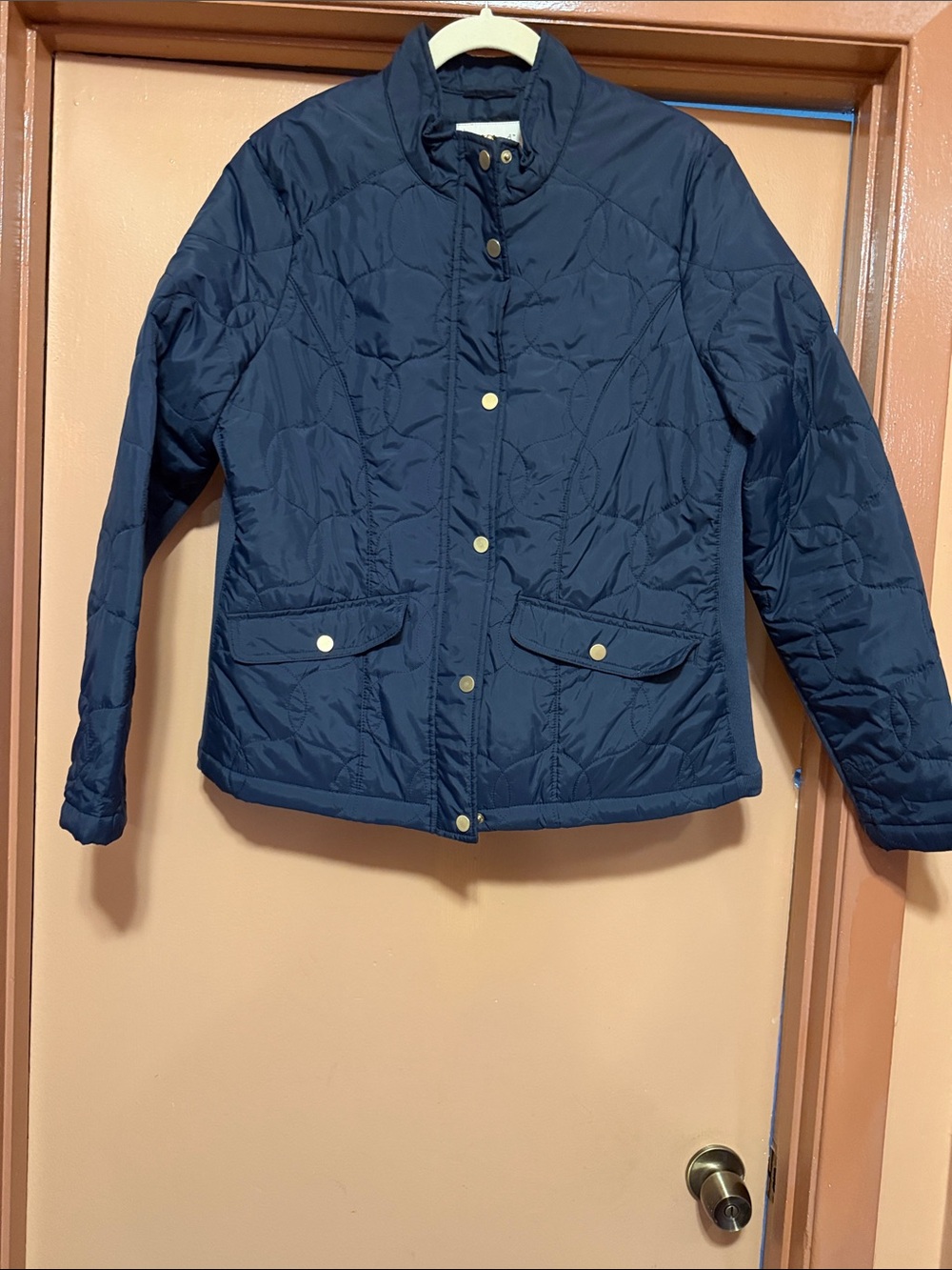 a new day Navy Quilted Snap-Front Puffer Jacket